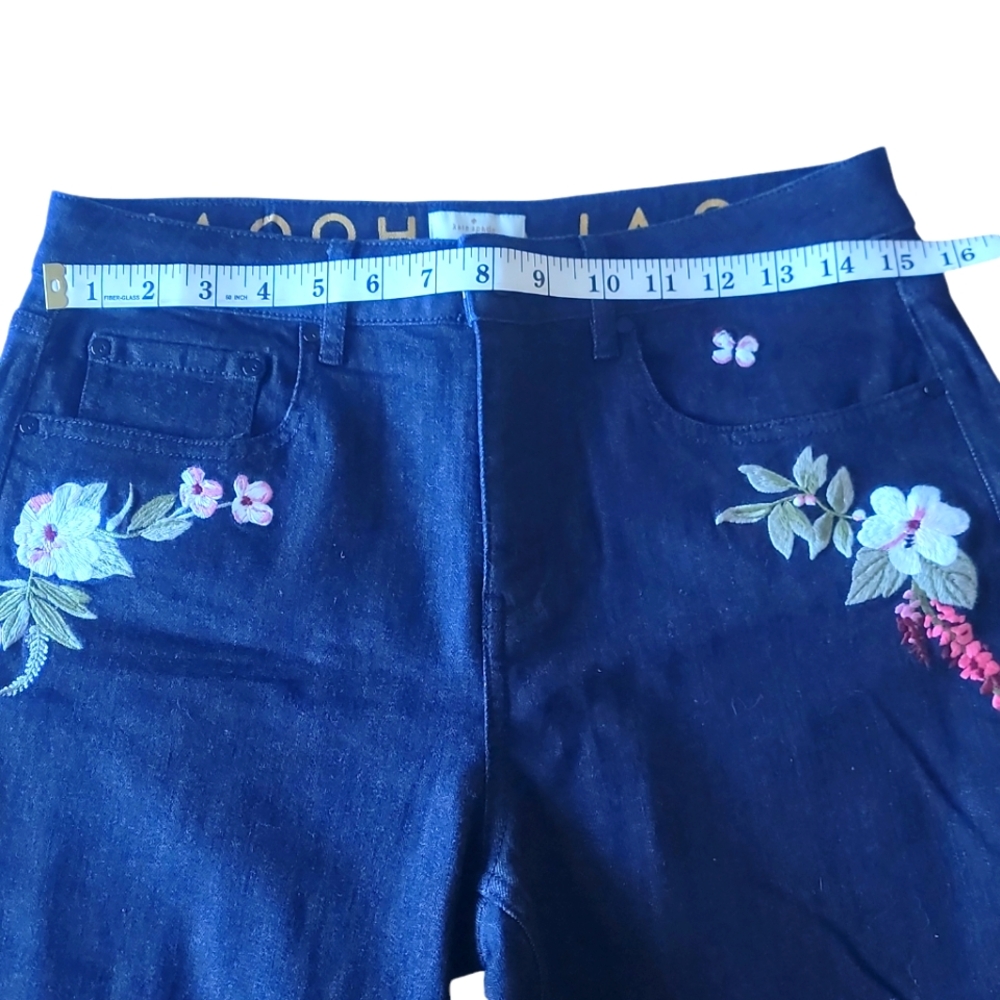 Kate Spade NWT Broome Street Embroidered Cuff Jeans Size 28 Indigo (429) - Picture 7 of 11
